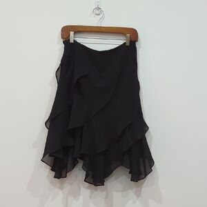 Vintage 90's Nygard Collection Black Ruffle Midi Skirt